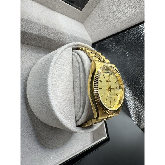 Elgin Presidential 35mm Day/Date Gold Plated Quartz Watch FC740-017 6M55-SR621SW main image 8